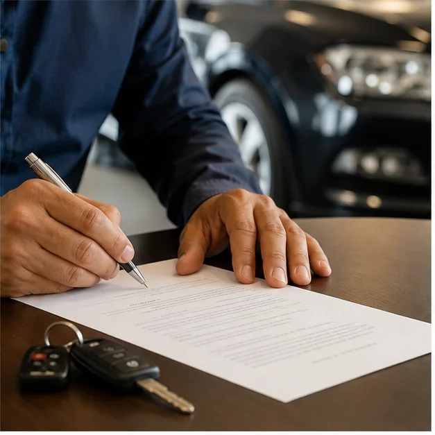 Firma de contrato de venta de vehículo